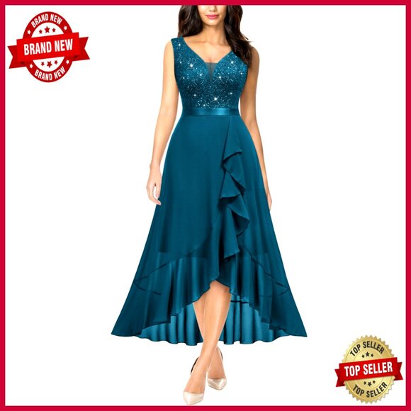 sachin and babi light blue dress A-Line Cocktail Dresses Elegant Dress Formal Halloween Tea Length Short  Sleeve V Neck Fall Wedding Guest Velvet with Ruffles dress to impress 2024  2024 main image 1